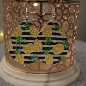 Pineapple and Stripes Teardrop Earrings